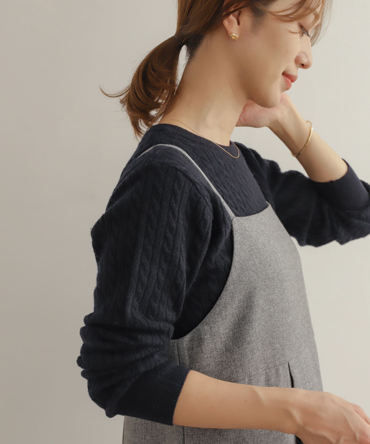 URBAN RESEARCH DOORS「ウール混ケーブルコンパクトニット」|ニット・セーター|