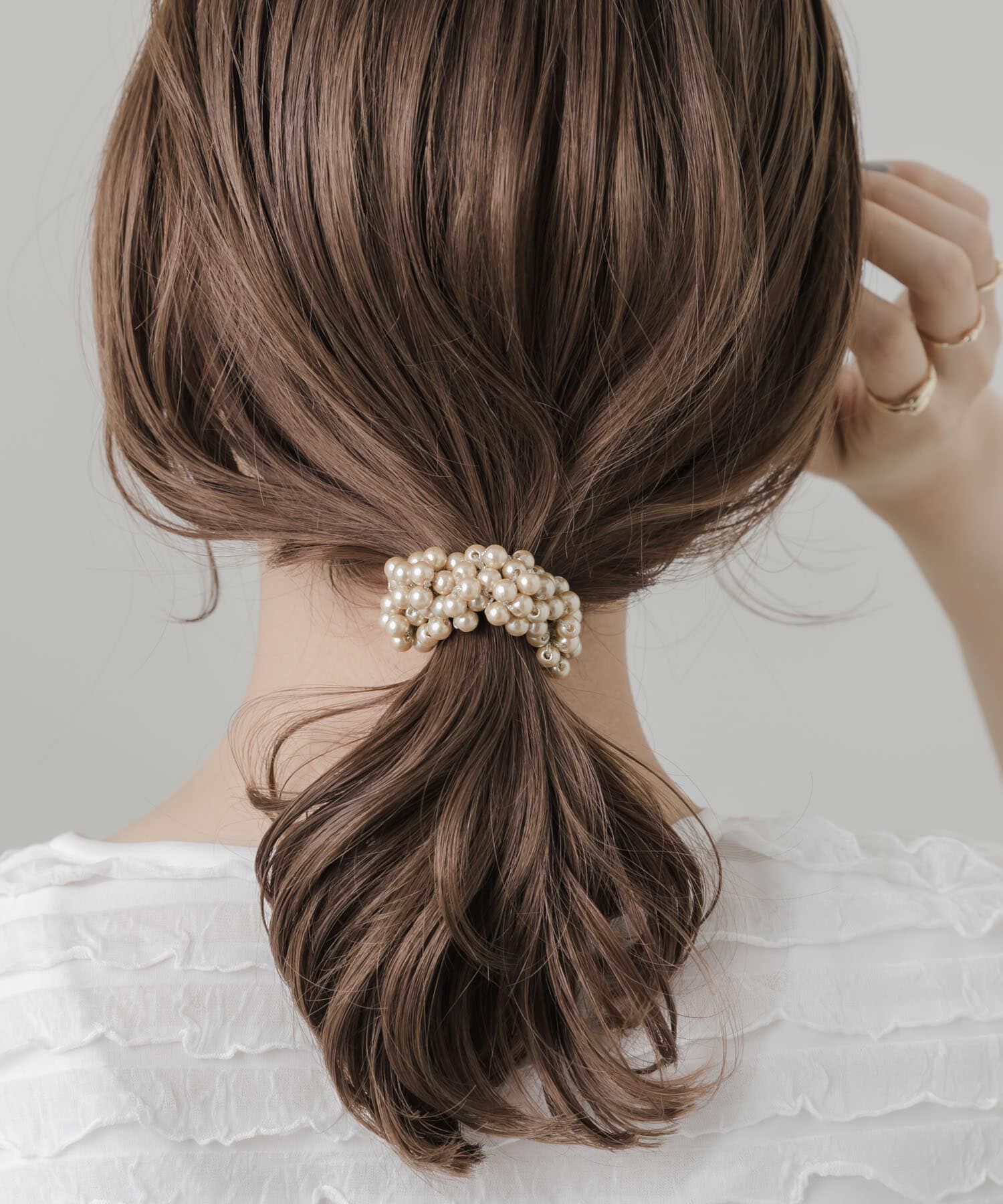 SMELLY「ギャザーパールヘアポニー」|ヘアゴム・シュシュ|