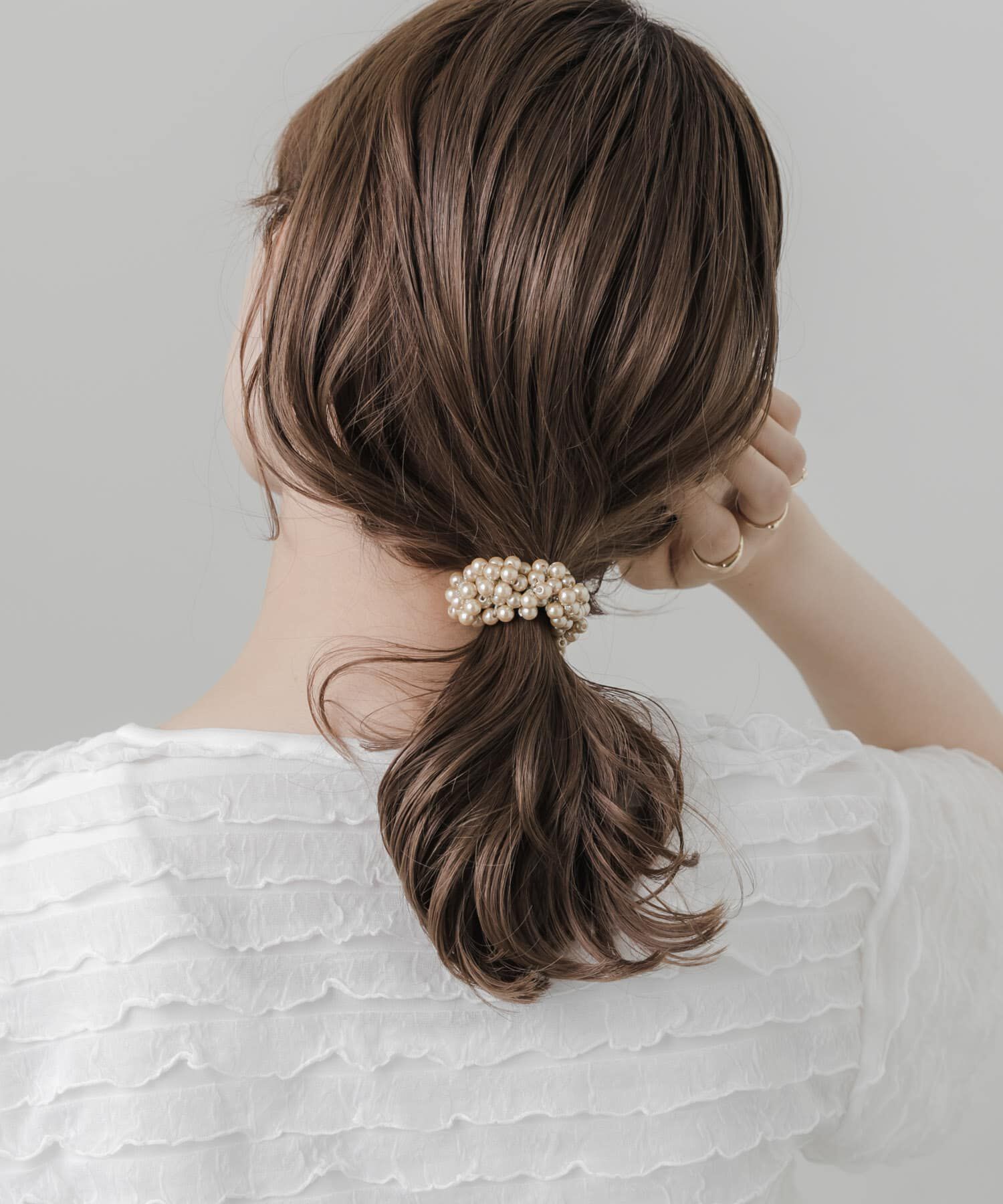 SMELLY「ギャザーパールヘアポニー」|ヘアゴム・シュシュ|