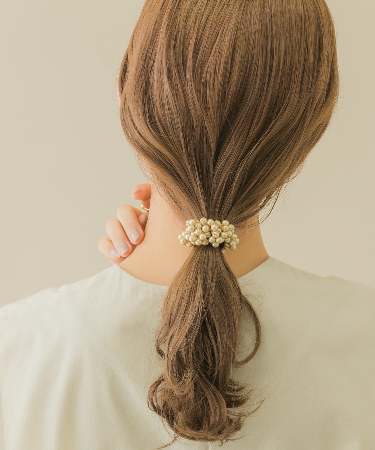 SMELLY「ギャザーパールヘアポニー」|ヘアゴム・シュシュ|