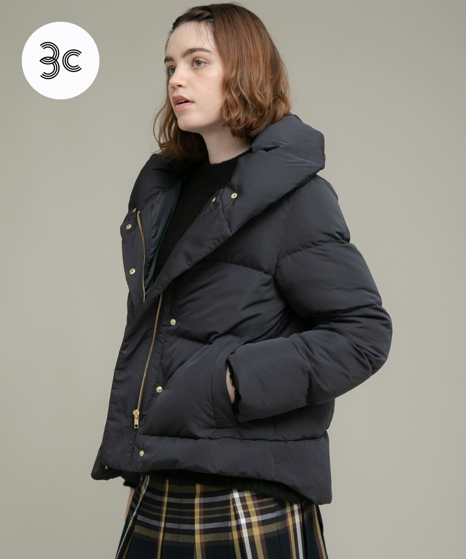 Sonny Label 「『WEB限定』撥水ショールカラーミディコート」|ダウン|ブラック