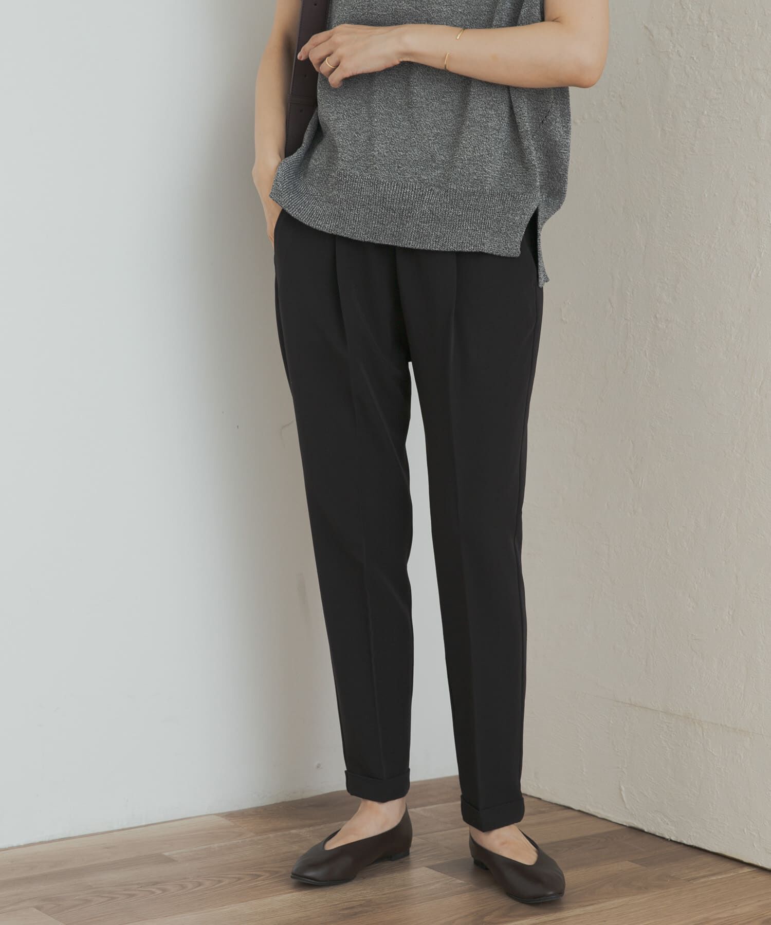 URBAN RESEARCH DOORS「『3サイズ展開』ストレッチテーパードイージーパンツ」|その他|ブラック