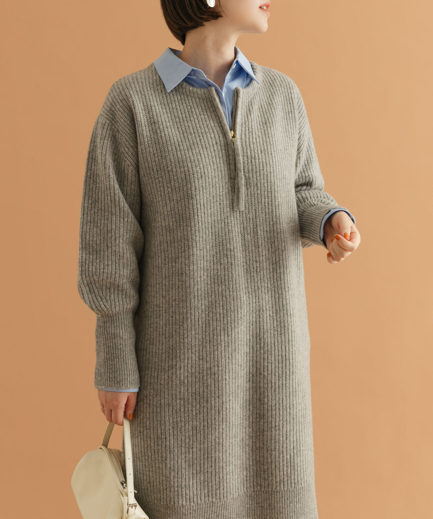 URBAN RESEARCH ROSSO「F by ROSSO　ハミルトン片畦ハーフZIPミニワンピース」|ワンピース|