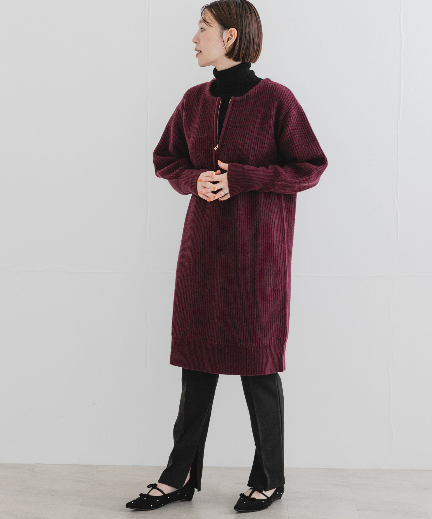 URBAN RESEARCH ROSSO「F by ROSSO　ハミルトン片畦ハーフZIPミニワンピース」|ワンピース|