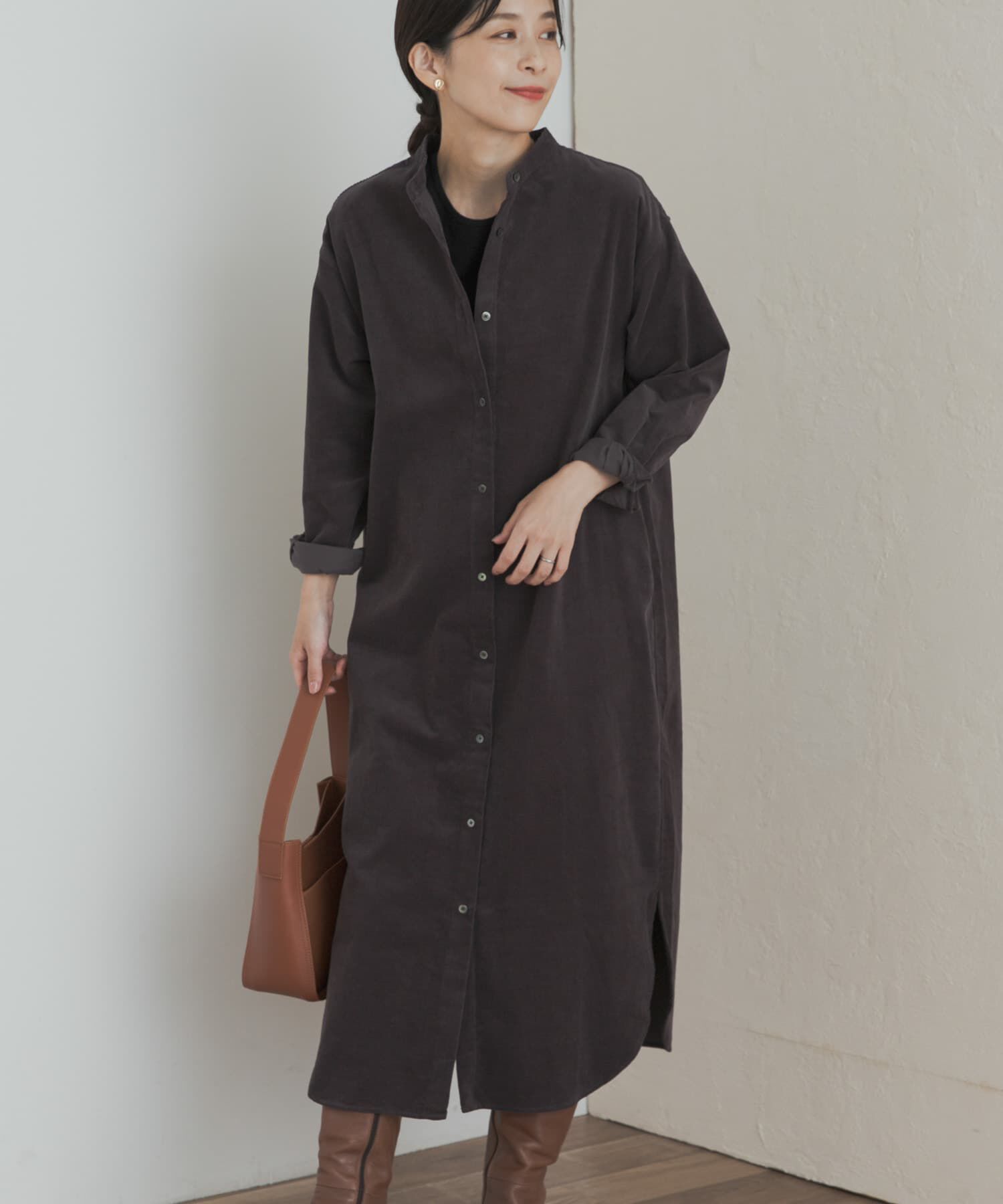 URBAN RESEARCH DOORS「『WEB/一部店舗限定カラー』『UR TECH』コーデュロイシャツワンピース」|ワンピース|