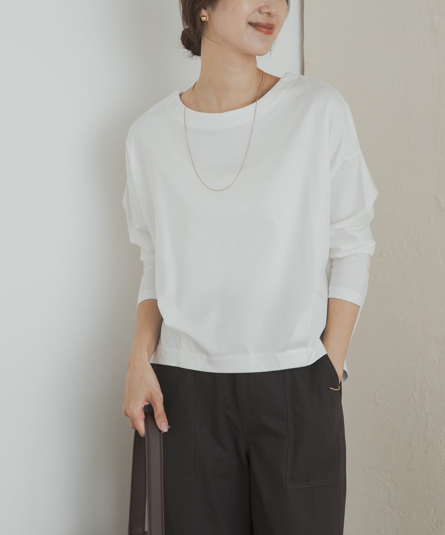 URBAN RESEARCH DOORS「コットンバックタック長袖プルオーバー」|Tシャツ・カットソー|オフホワイト