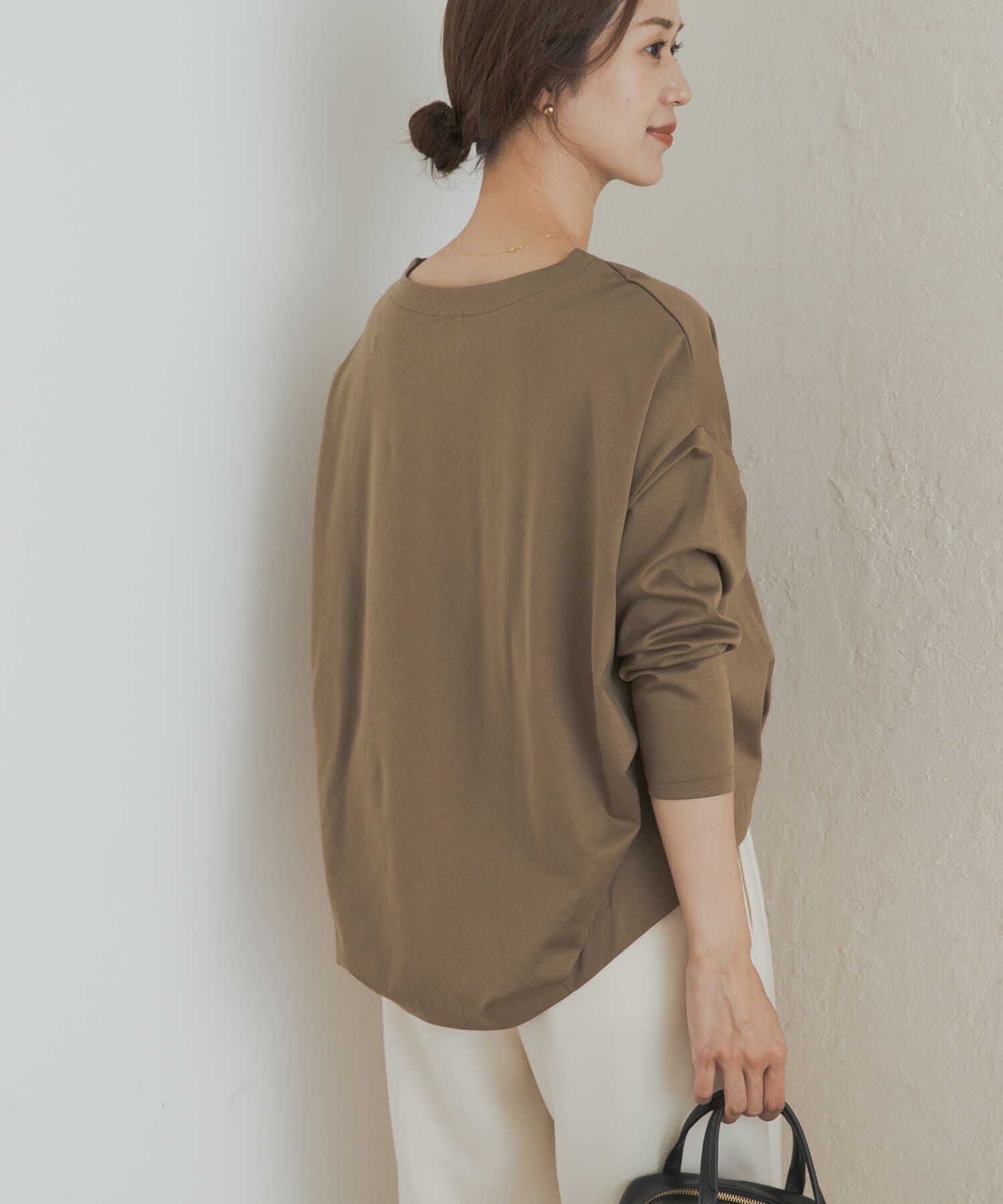 URBAN RESEARCH DOORS「コットンバックタック長袖プルオーバー」|Tシャツ・カットソー|ベージュ系その他