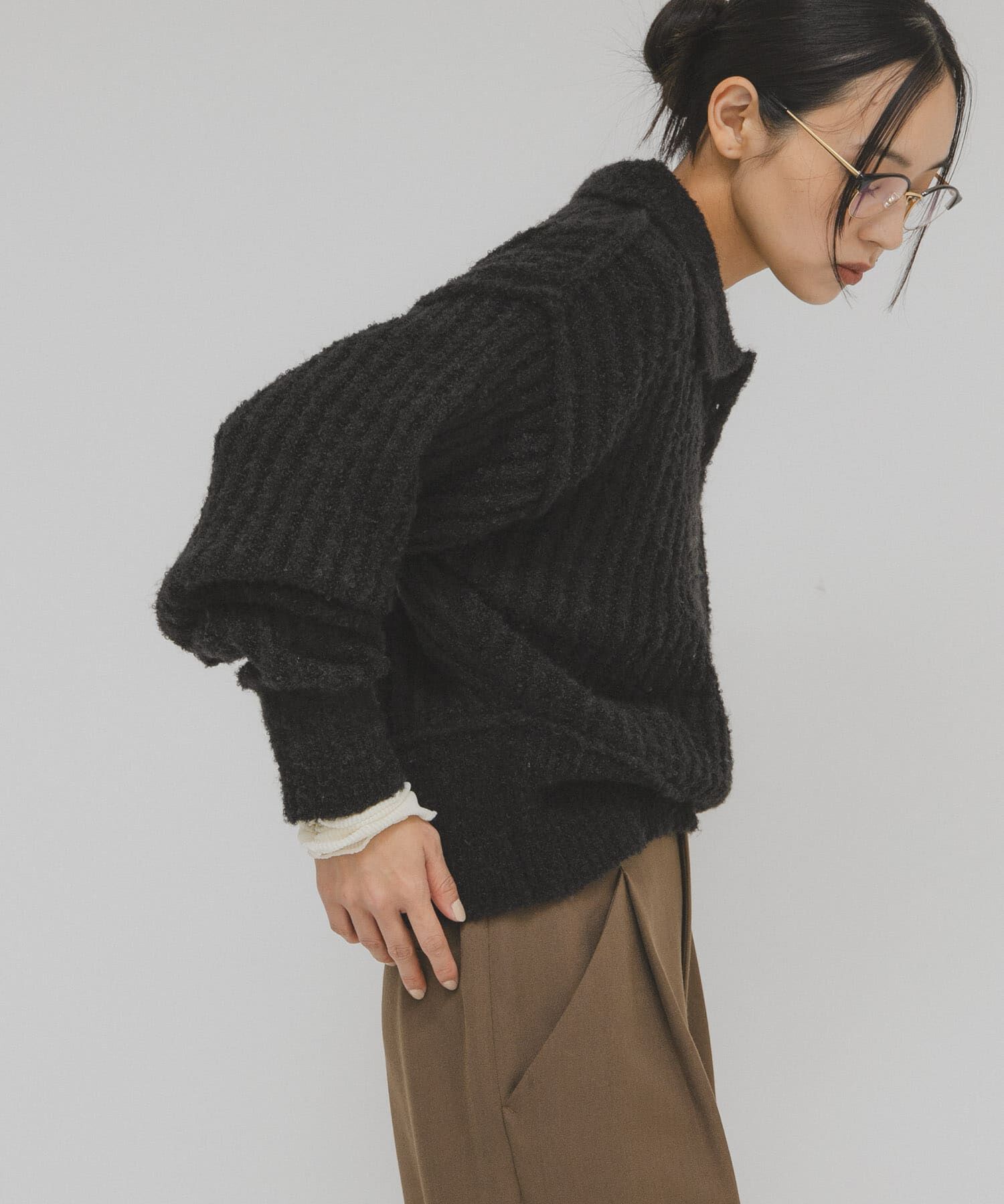  「バイカラーデザインスリーブニット」|ニット・セーター|