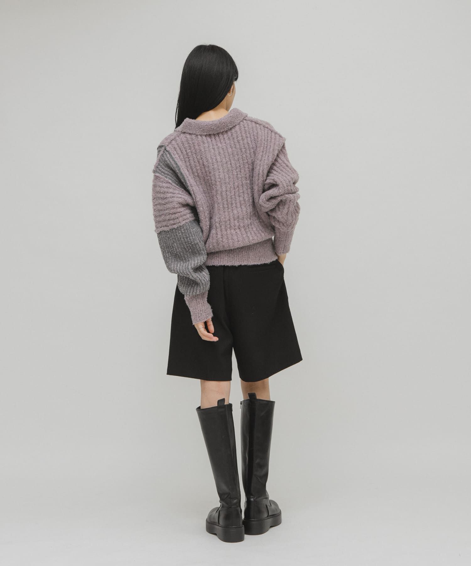  「バイカラーデザインスリーブニット」|ニット・セーター|