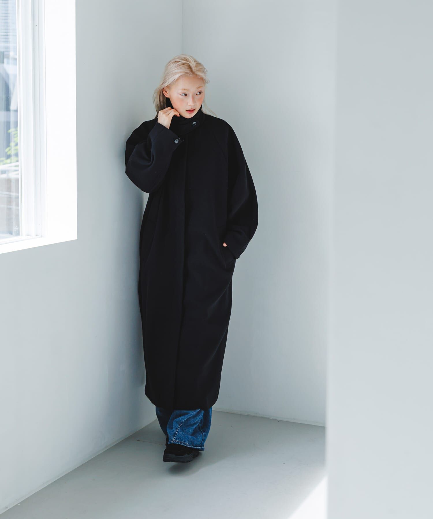  「ステンカラーコクーンロングコート」|ステンカラーコート|