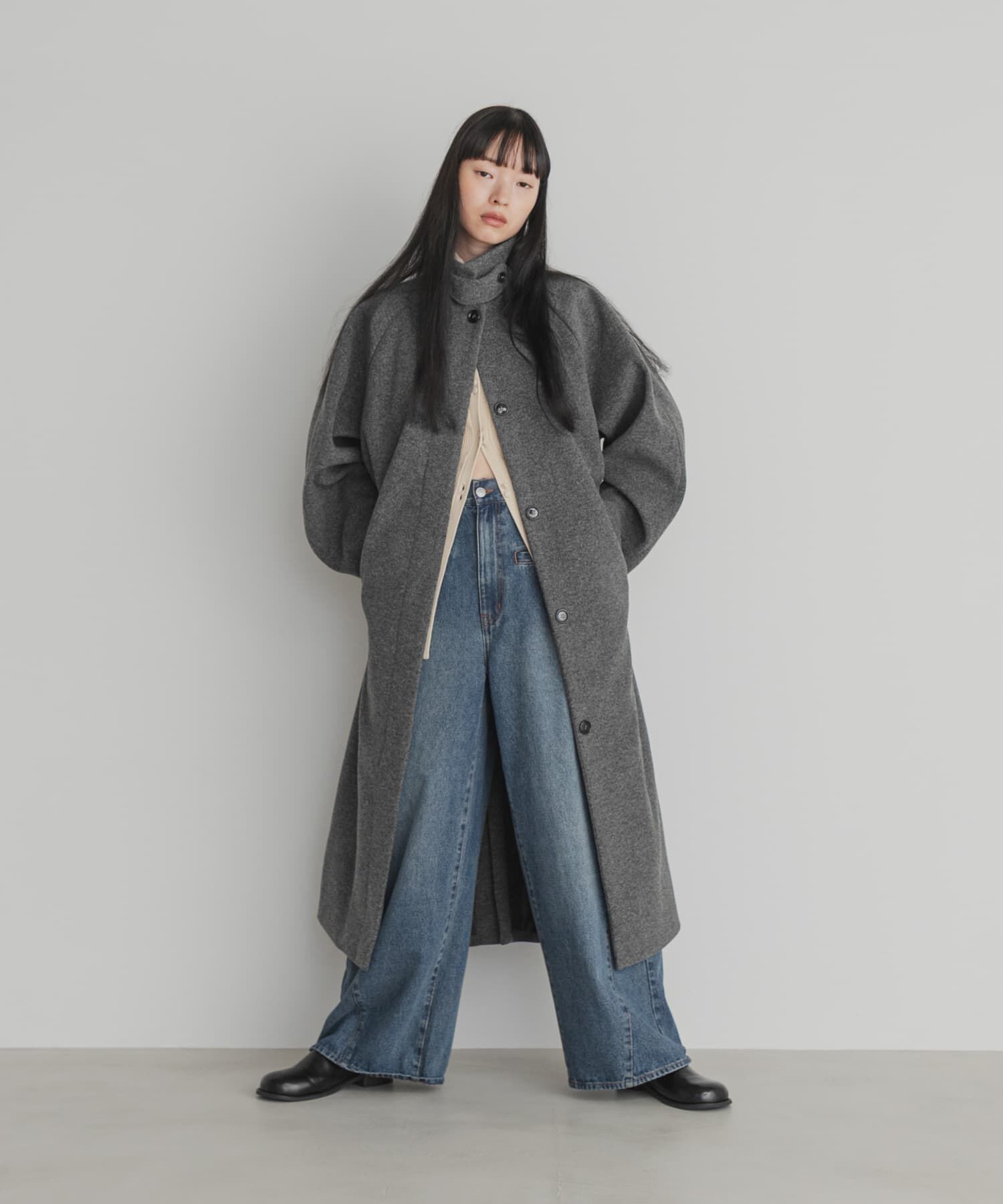  「ステンカラーコクーンロングコート」|ステンカラーコート|