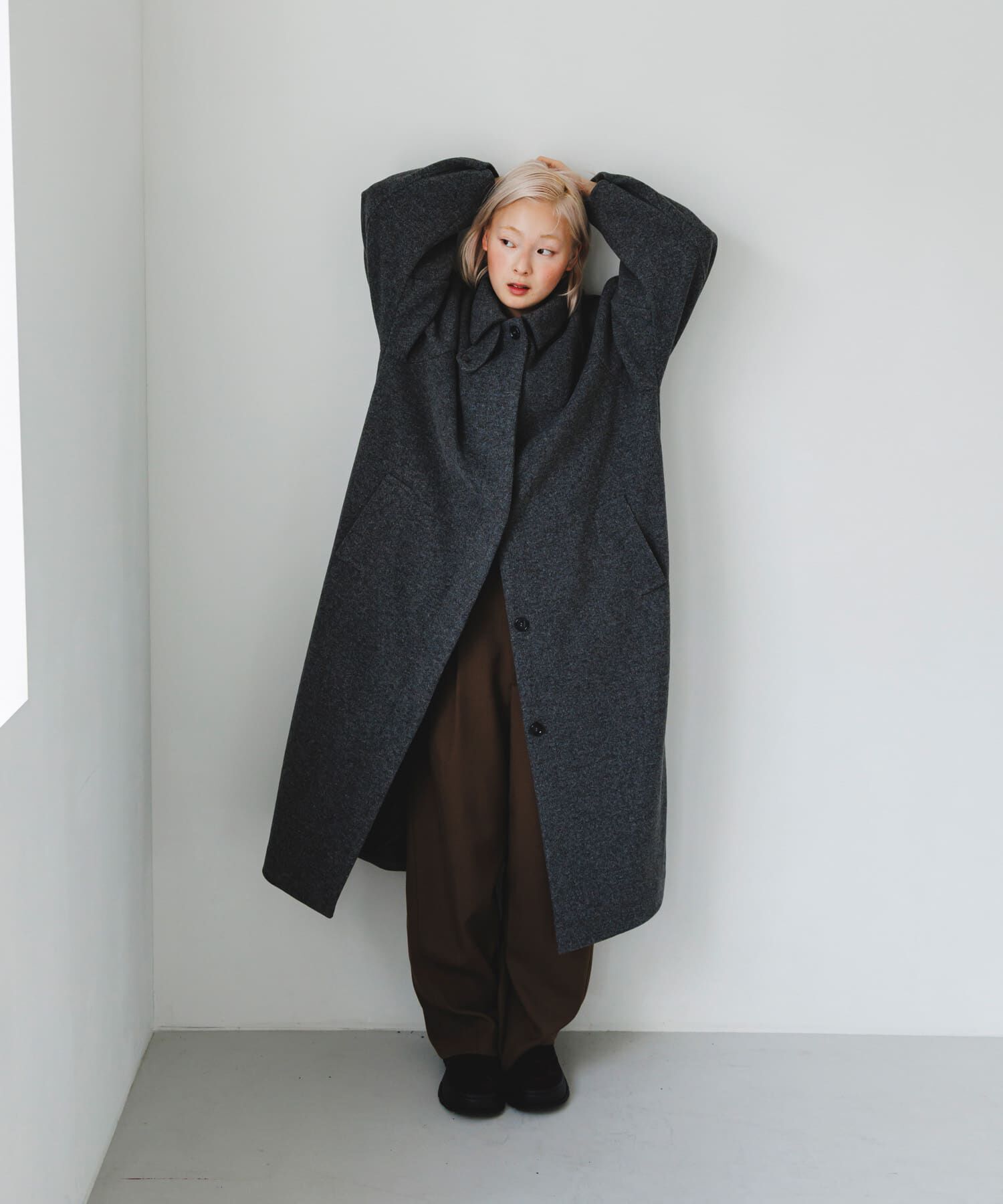  「ステンカラーコクーンロングコート」|ステンカラーコート|