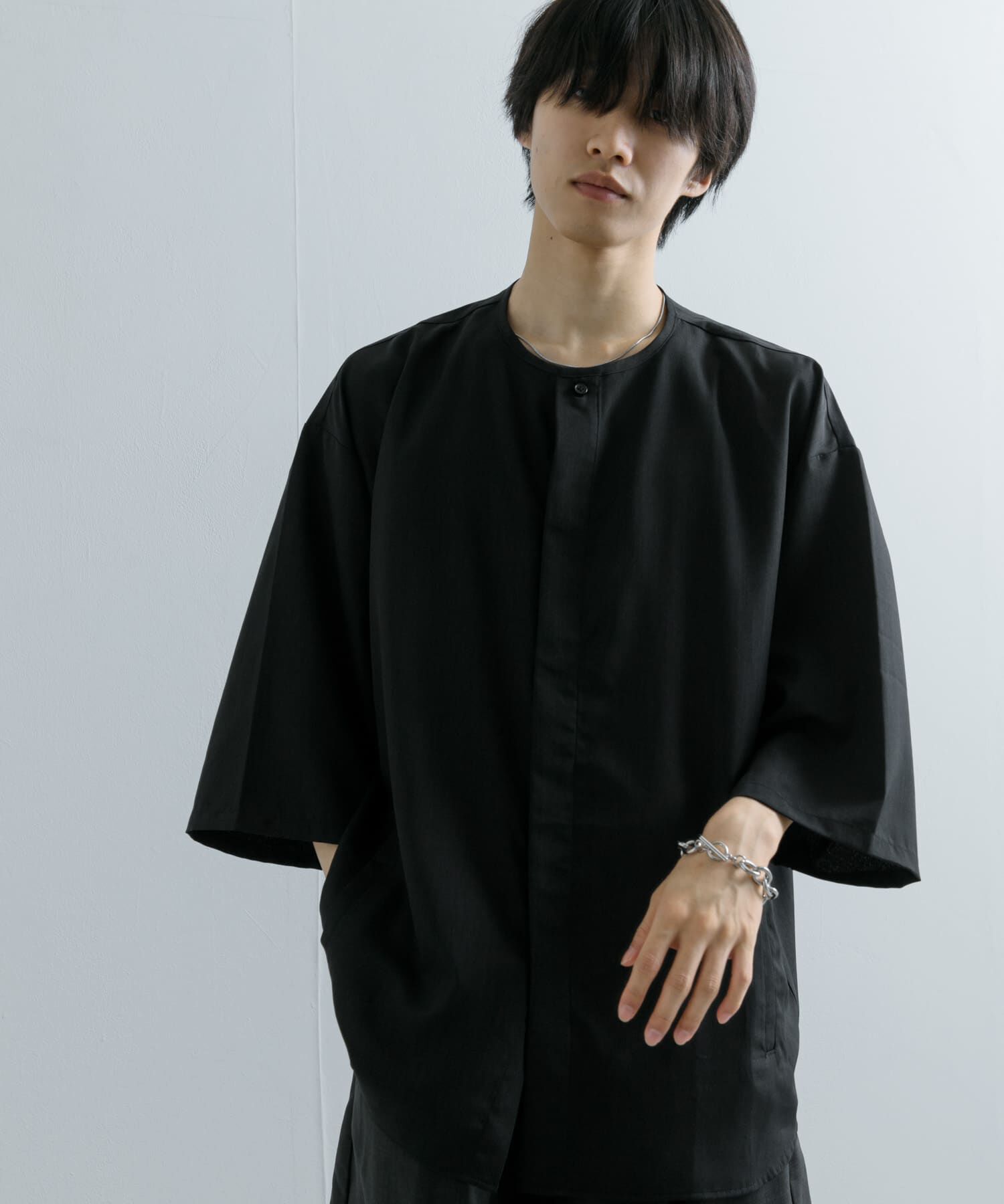 SENSE OF PLACE by URBAN RESEARCH「ノーカラールーズシャツ(5分袖)」|シャツ・ブラウス|