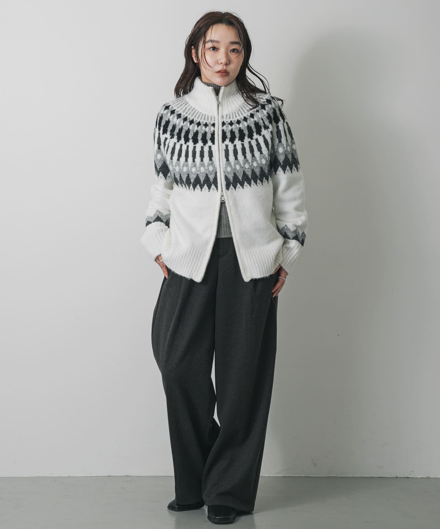 SENSE OF PLACE by URBAN RESEARCH「『洗濯可』ノルディックジップセーター」|ニット・セーター|