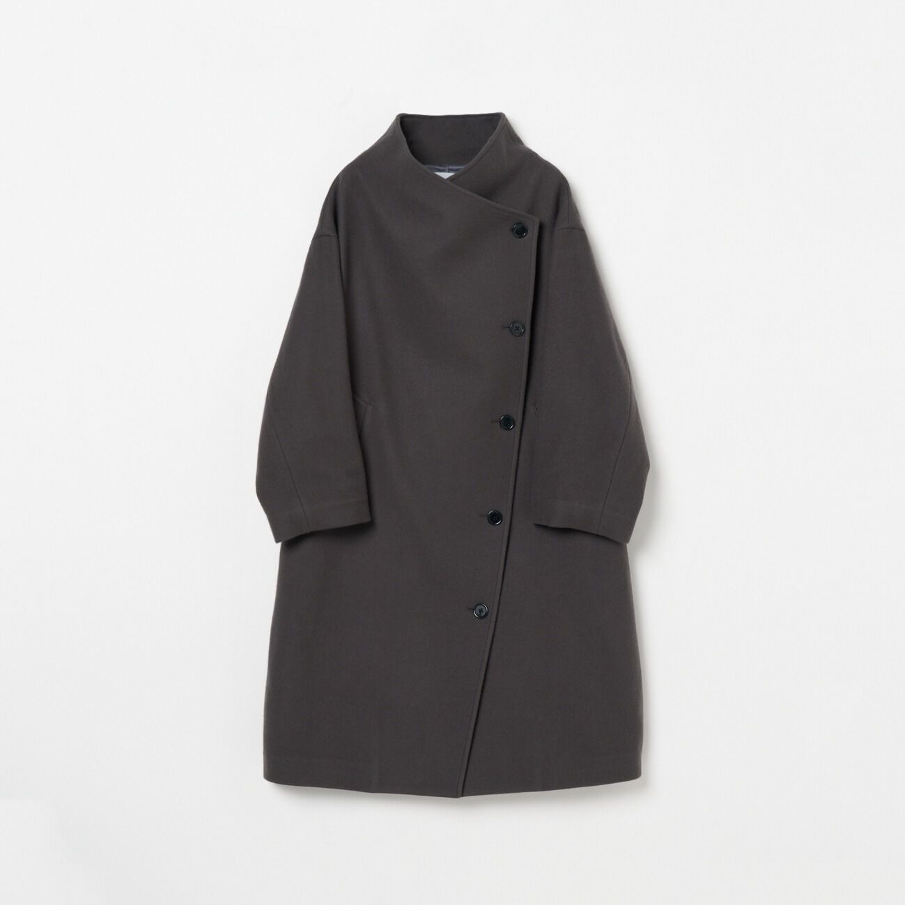 HELIOPOLE「HELIOPOLE WOOL STAND COLLAR COAT」|トレンチコート|チャコールグレー