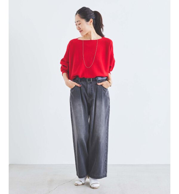 le.coeur blanc「タックワイドデニムパンツ」|デニム|