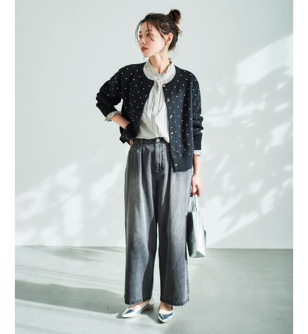 le.coeur blanc「タックワイドデニムパンツ」|デニム|
