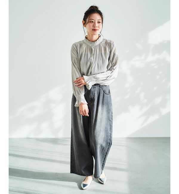 le.coeur blanc「タックワイドデニムパンツ」|デニム|