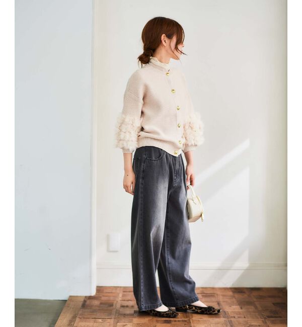 le.coeur blanc「タックワイドデニムパンツ」|デニム|