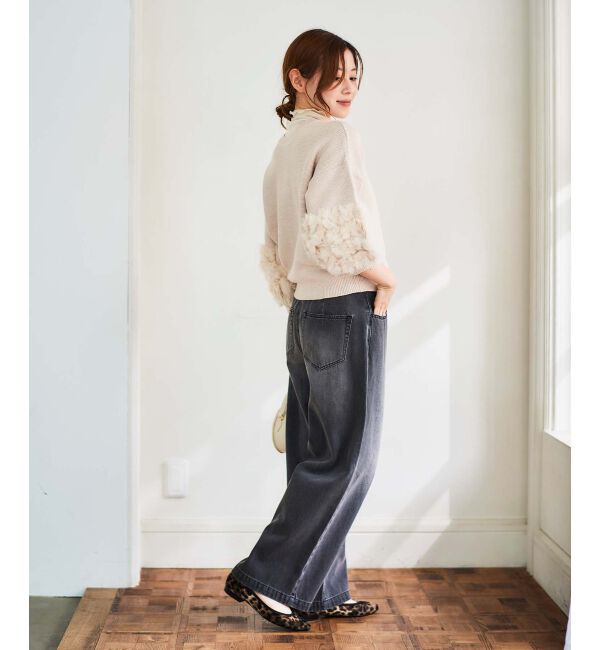 le.coeur blanc「タックワイドデニムパンツ」|デニム|