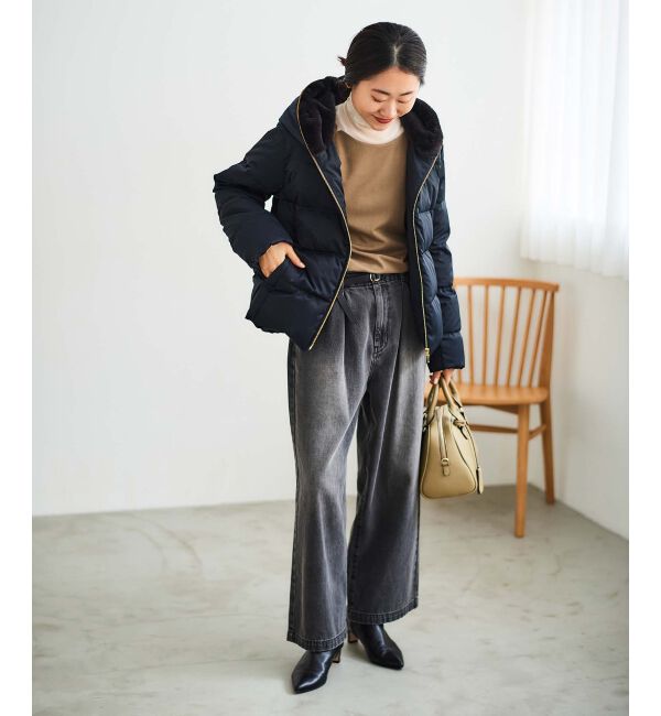 le.coeur blanc「タックワイドデニムパンツ」|デニム|