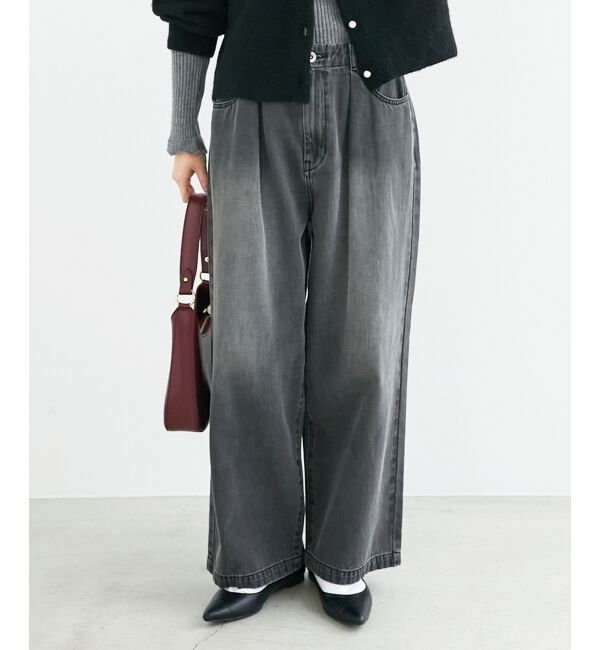 le.coeur blanc「タックワイドデニムパンツ」|デニム|