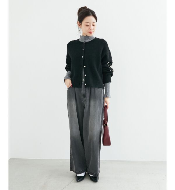 le.coeur blanc「タックワイドデニムパンツ」|デニム|