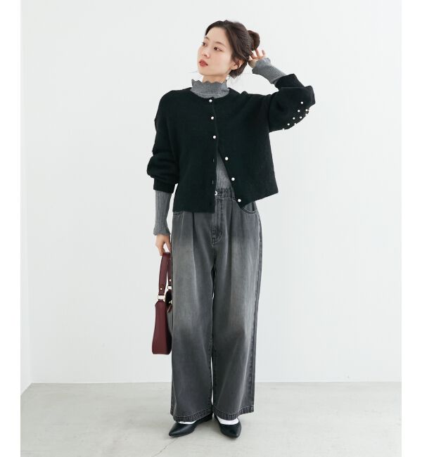 le.coeur blanc「タックワイドデニムパンツ」|デニム|