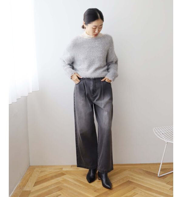 le.coeur blanc「タックワイドデニムパンツ」|デニム|