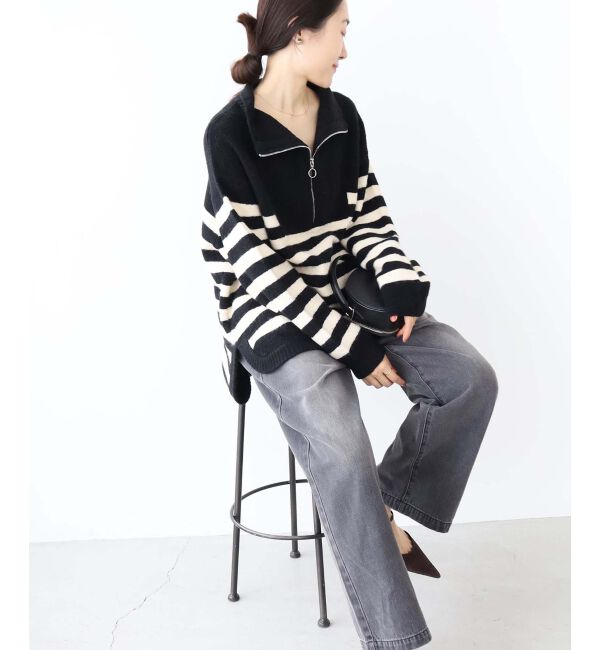 le.coeur blanc「タックワイドデニムパンツ」|デニム|