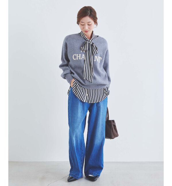 le.coeur blanc「タックワイドデニムパンツ」|デニム|