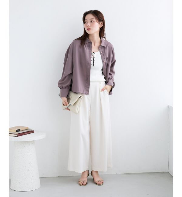  「ウールライクフロントタックワイドクロップドパンツ」|その他|