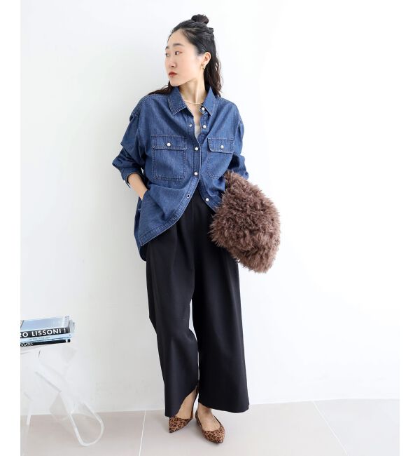  「ウールライクフロントタックワイドクロップドパンツ」|その他|