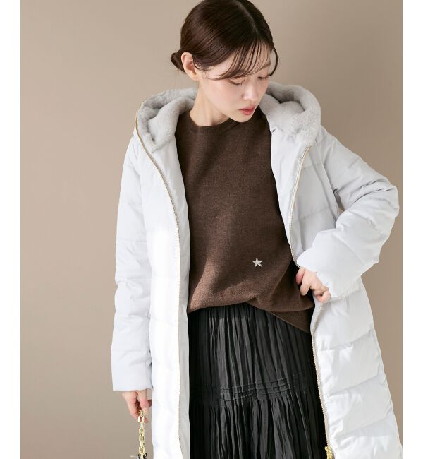  「ファーフードロングダウン」|ダウン|L／グレー