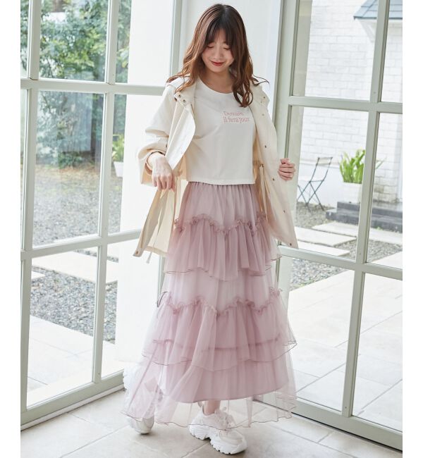  「パール付きクロップドロゴTシャツ」|Tシャツ・カットソー|