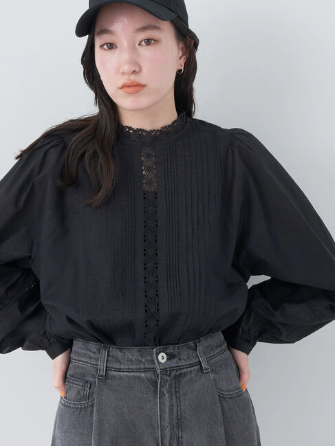 earth music&ecology「ピンタックレースブラウス」|シャツ・ブラウス|