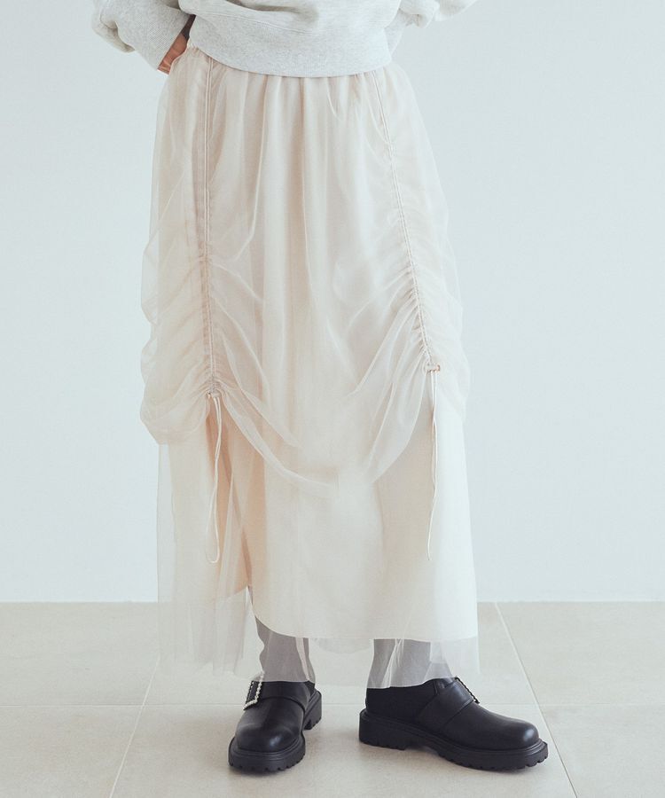 earth music&ecology「2wayドロストチュールスカート」|スカート|