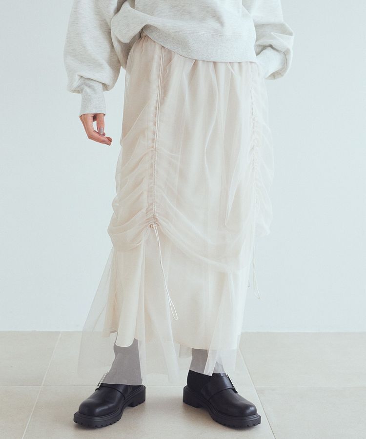 earth music&ecology「2wayドロストチュールスカート」|スカート|Light beige