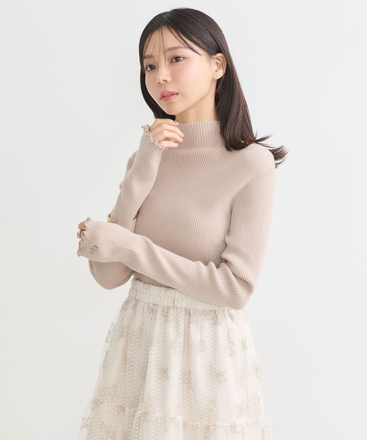 earth music&ecology「袖口刺繍リブニットプルオーバー」|ニット・セーター|