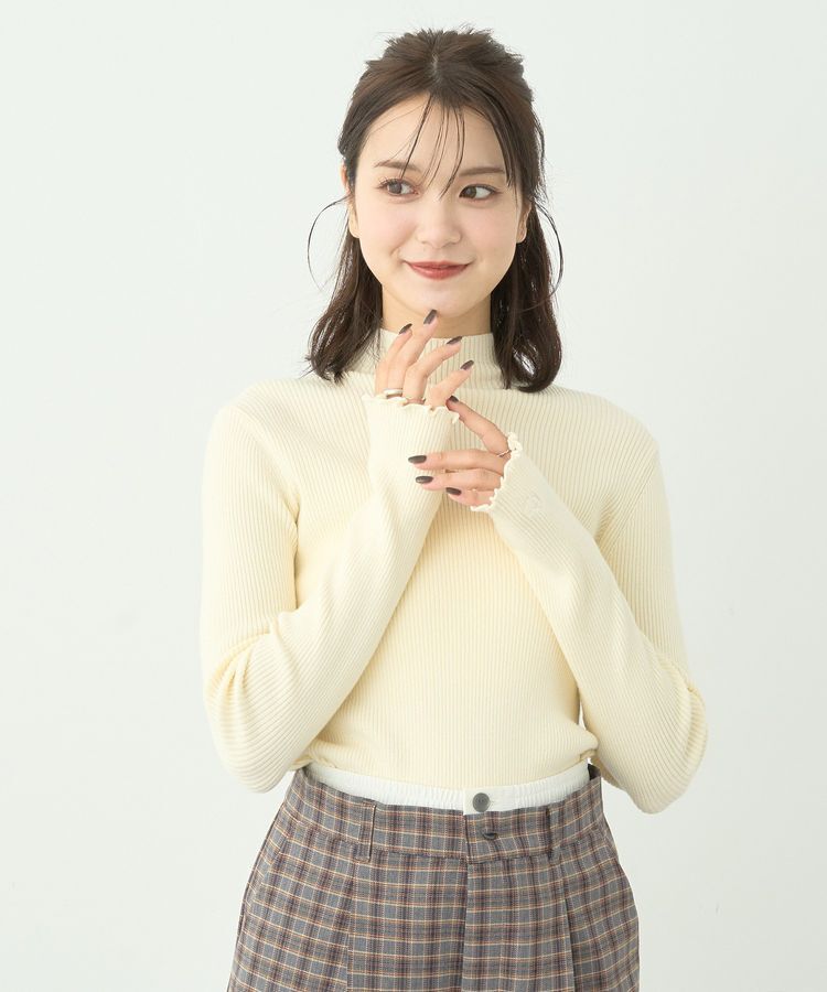earth music&ecology「袖口刺繍リブニットプルオーバー」|ニット・セーター|