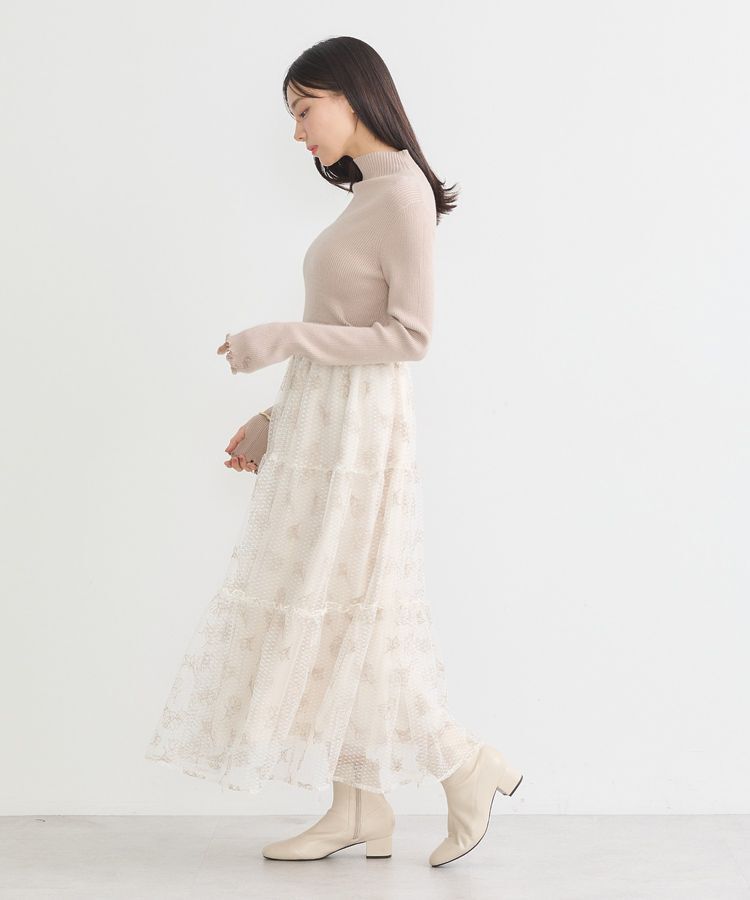 earth music&ecology「袖口刺繍リブニットプルオーバー」|ニット・セーター|