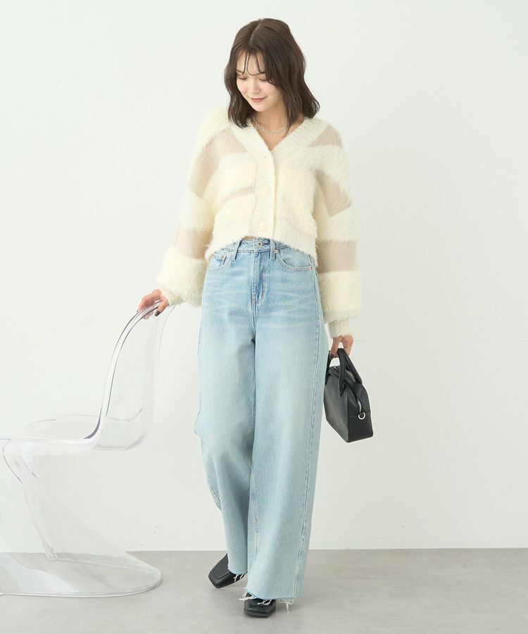 earth music&ecology「フェザーミックスインターシャカーディガン」|カーディガン|