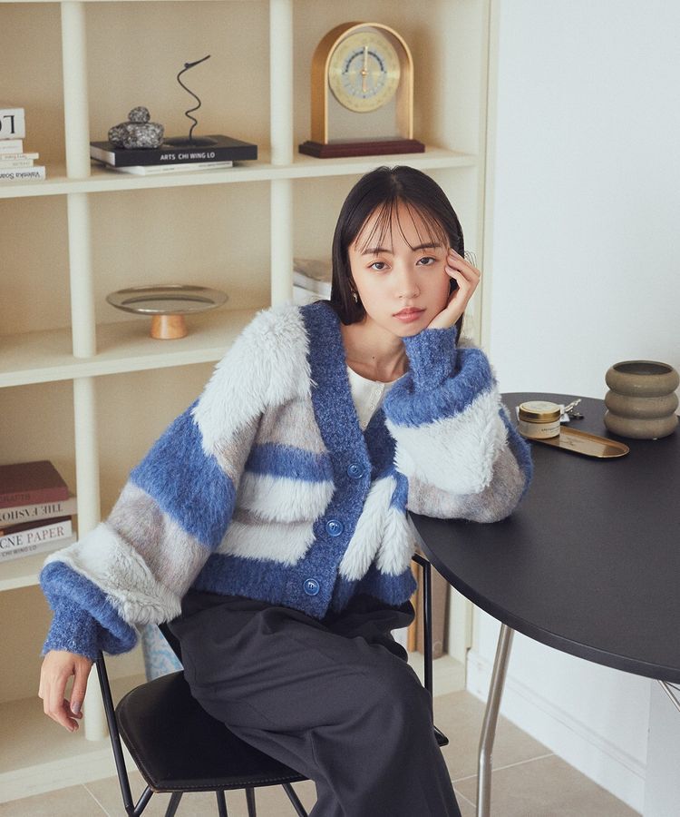 earth music&ecology「フェザーミックスインターシャカーディガン」|カーディガン|