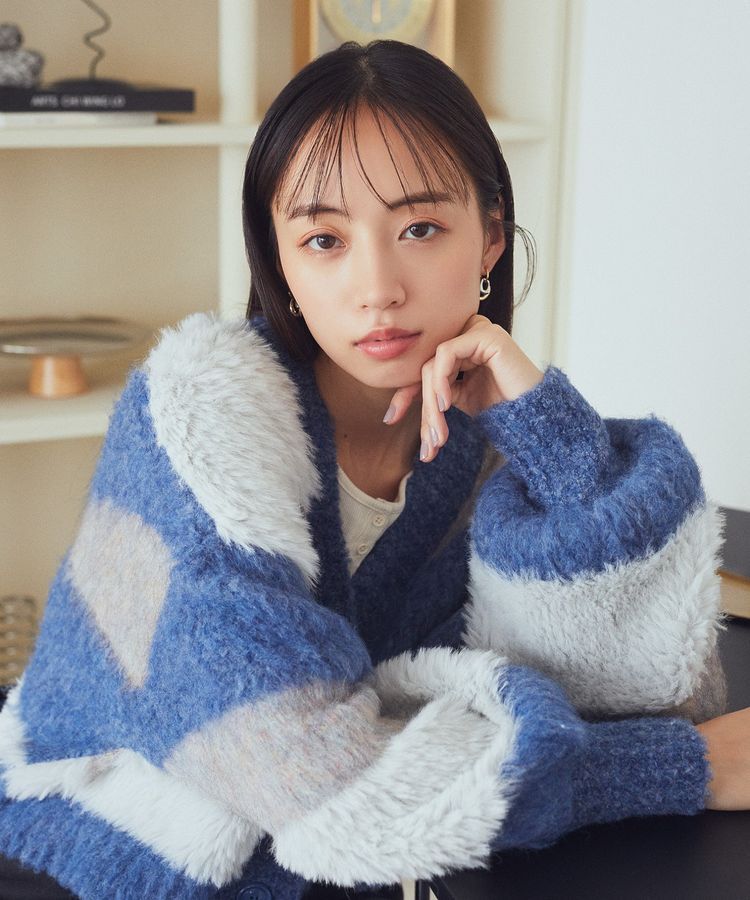 earth music&ecology「フェザーミックスインターシャカーディガン」|カーディガン|