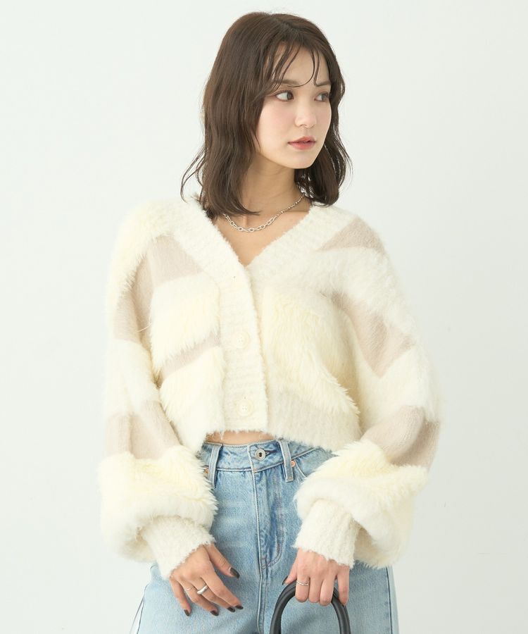 earth music&ecology「フェザーミックスインターシャカーディガン」|カーディガン|