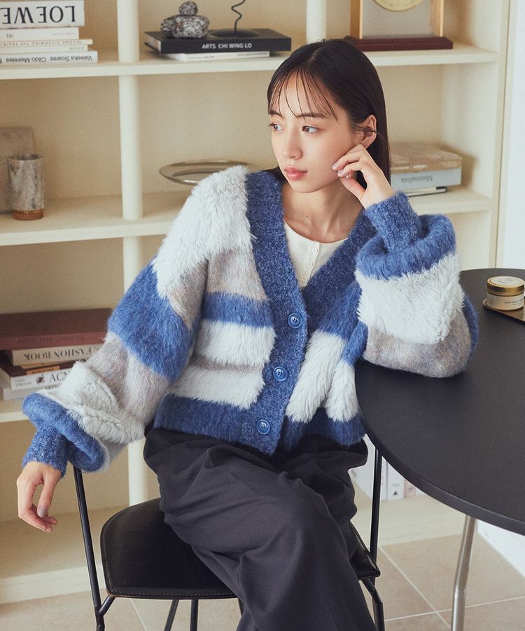 earth music&ecology「フェザーミックスインターシャカーディガン」|カーディガン|