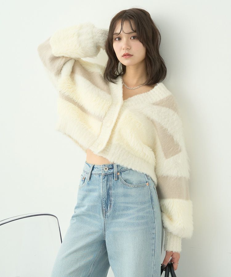 earth music&ecology「フェザーミックスインターシャカーディガン」|カーディガン|