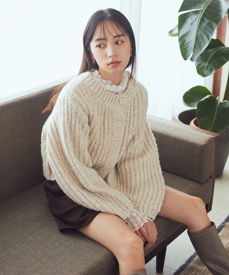 earth music&ecology「ローゲージニットショートカーディガン」|カーディガン|