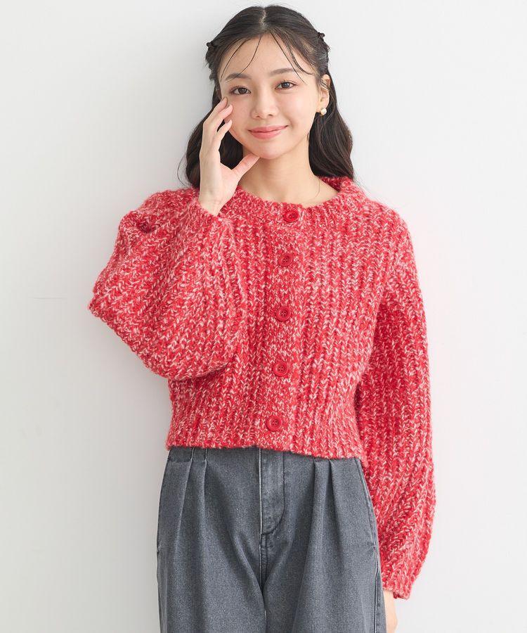 earth music&ecology「ローゲージニットショートカーディガン」|カーディガン|Pink