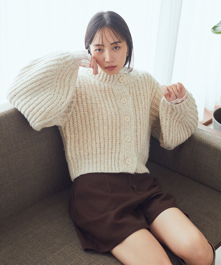 earth music&ecology「ローゲージニットショートカーディガン」|カーディガン|